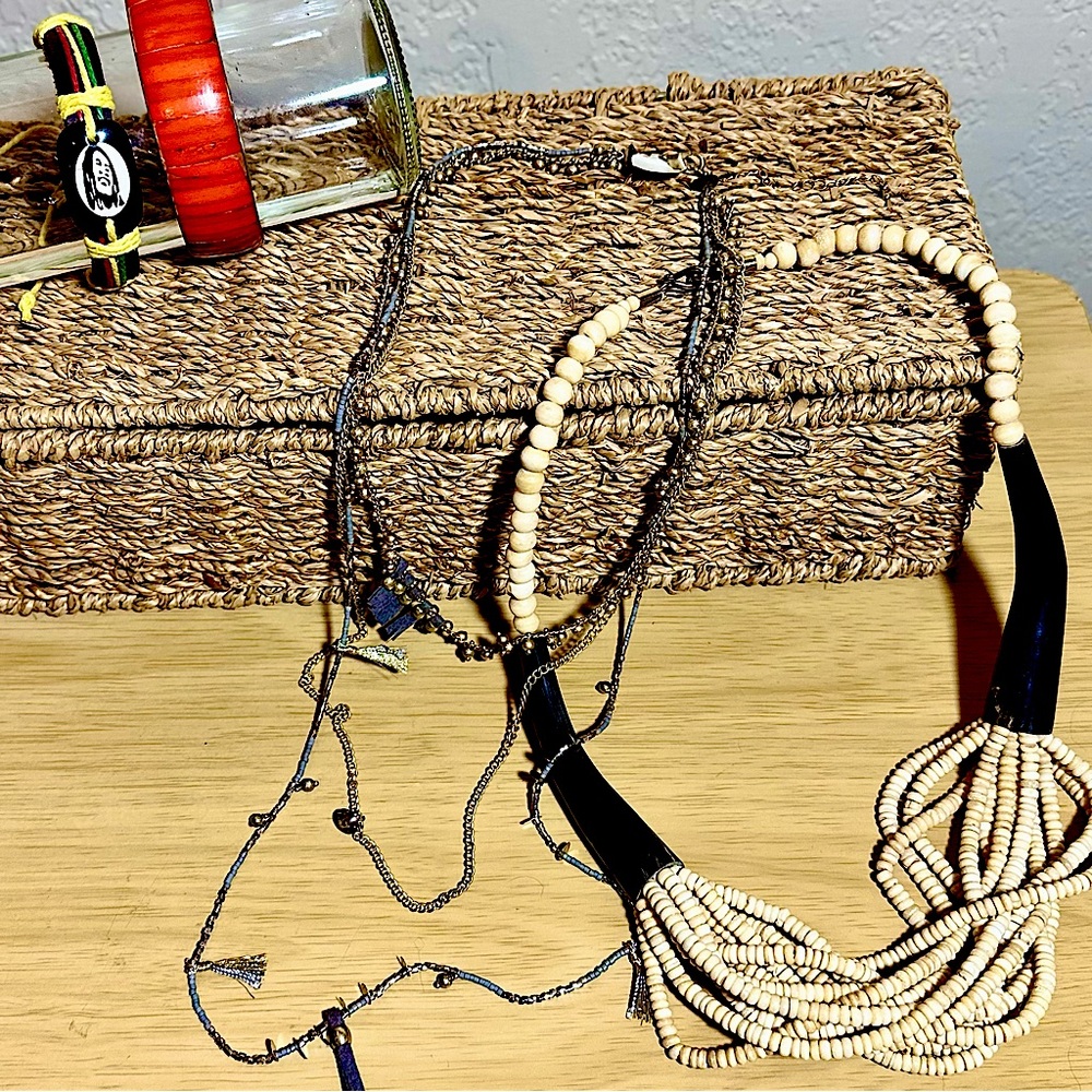 Vintage Bohemian Jewelry Lot including NWT, Bone, Leather and Brass